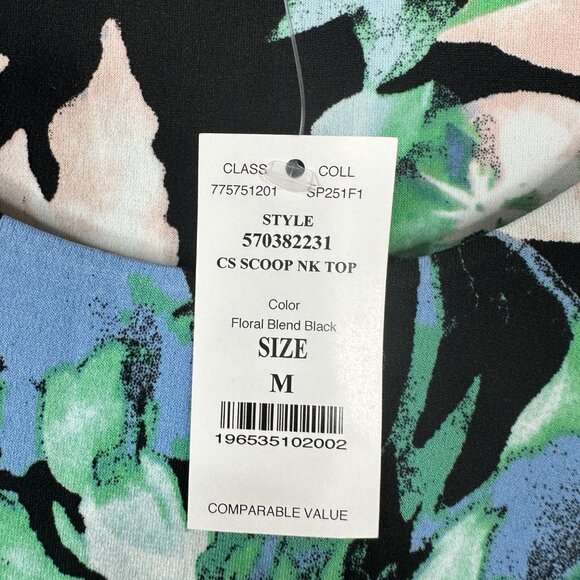 NWT White House Black Market Cap Sleeve Scoop Neck Top Floral Medium - Picture 7 of 10